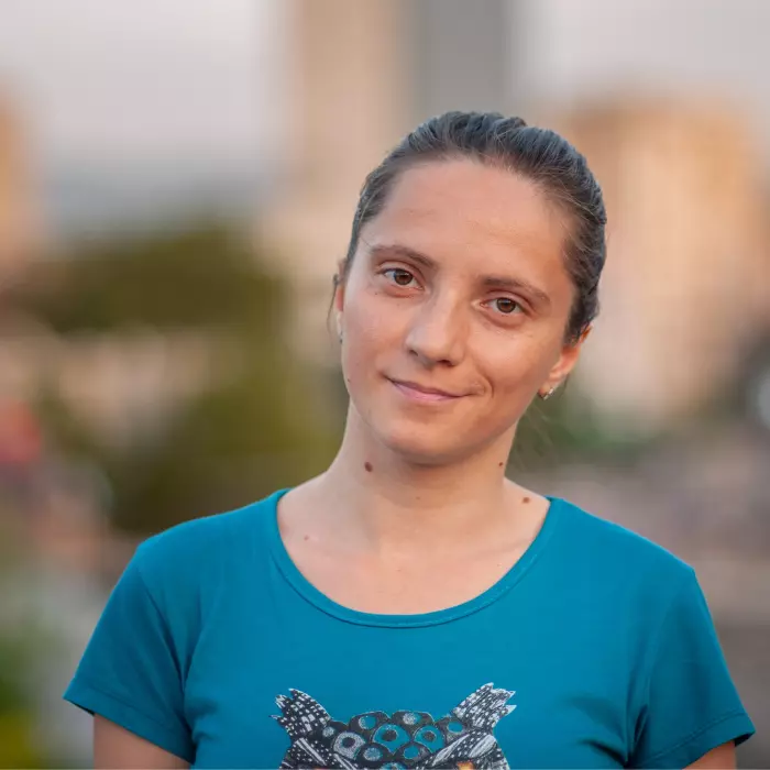 Woman smiling at camera